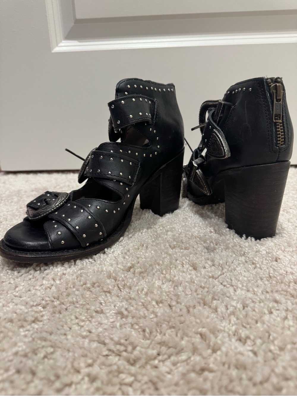 freebird Black Studded Buckle Heels - Picture 5 of 5